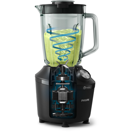 Philips Blender | HR2291/01 3000 Series | Tabletop | 600 W | Jar material Glass | Jar capacity 2 L | Ice crushing | Black - Image 3