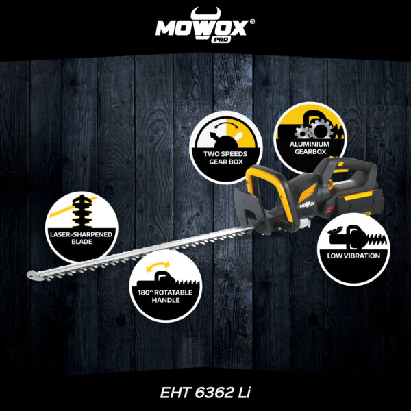 MoWox | 62V Excel Series Hand Held Battery Hedge Trimmer With Rotating Handle (Without Battery and Charger) | EHT 6362 Li | Cordless - Image 5
