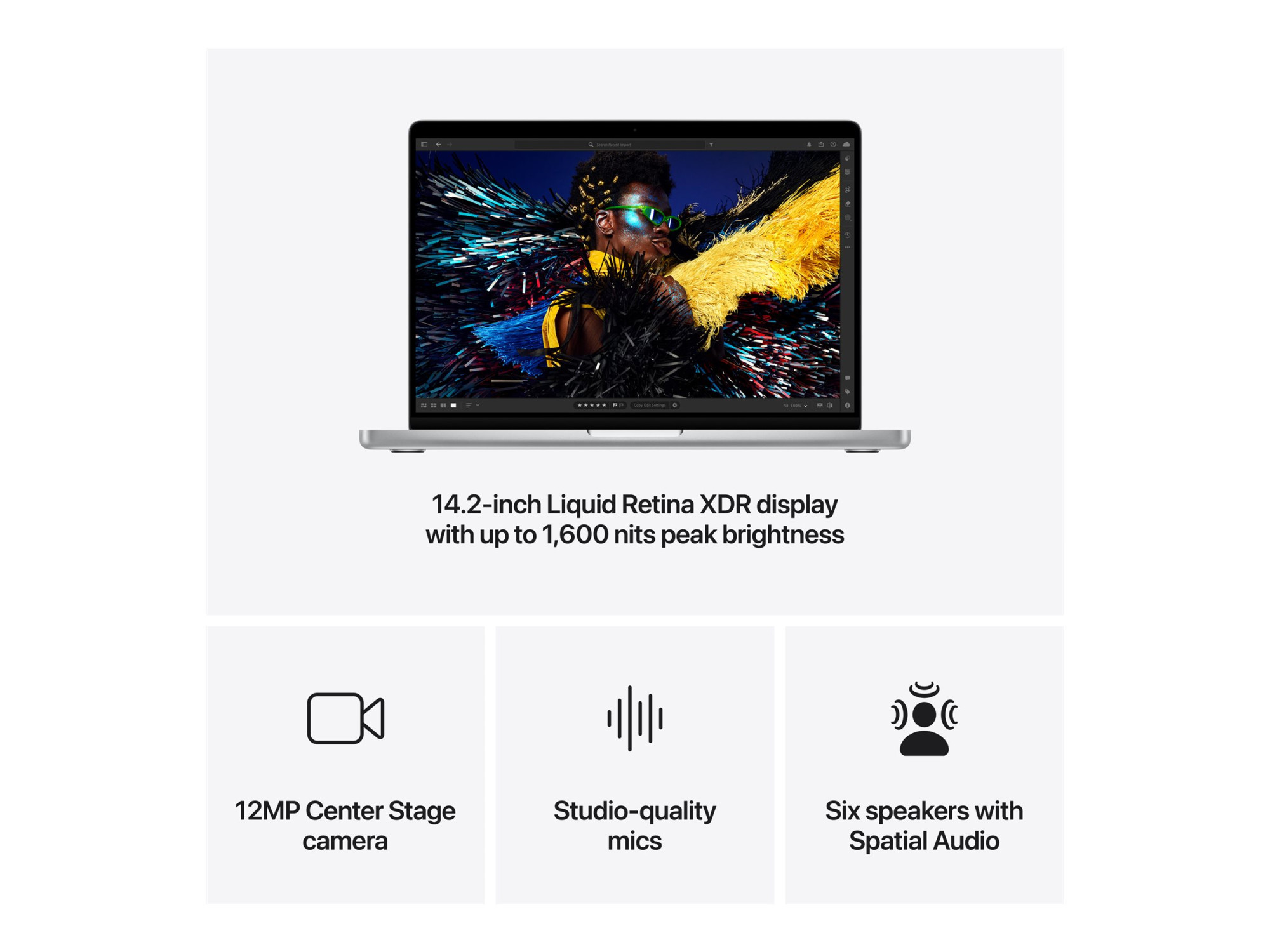 Apple MacBook | Pro | Silver | 14 " | 3024 x 1964 pixels | Apple M4 Max | 36 GB | Solid-state drive capacity 1000 GB | Apple M4 Max chip 14-core CPU/32-core GPU | macOS | 802.11ax | Bluetooth version 5.3 | Keyboard language Russian | Keyboard backlit | Warranty 12 month(s) - Image 13