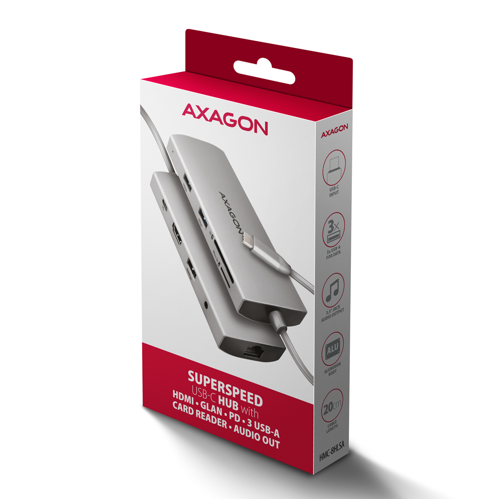 AXAGON Multi port USB-C 5Gbps hub | HMC-8HLSA - Image 9