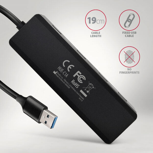 AXAGON Travel four-port USB-A 5Gbps hub | HUE-C1A - Image 5