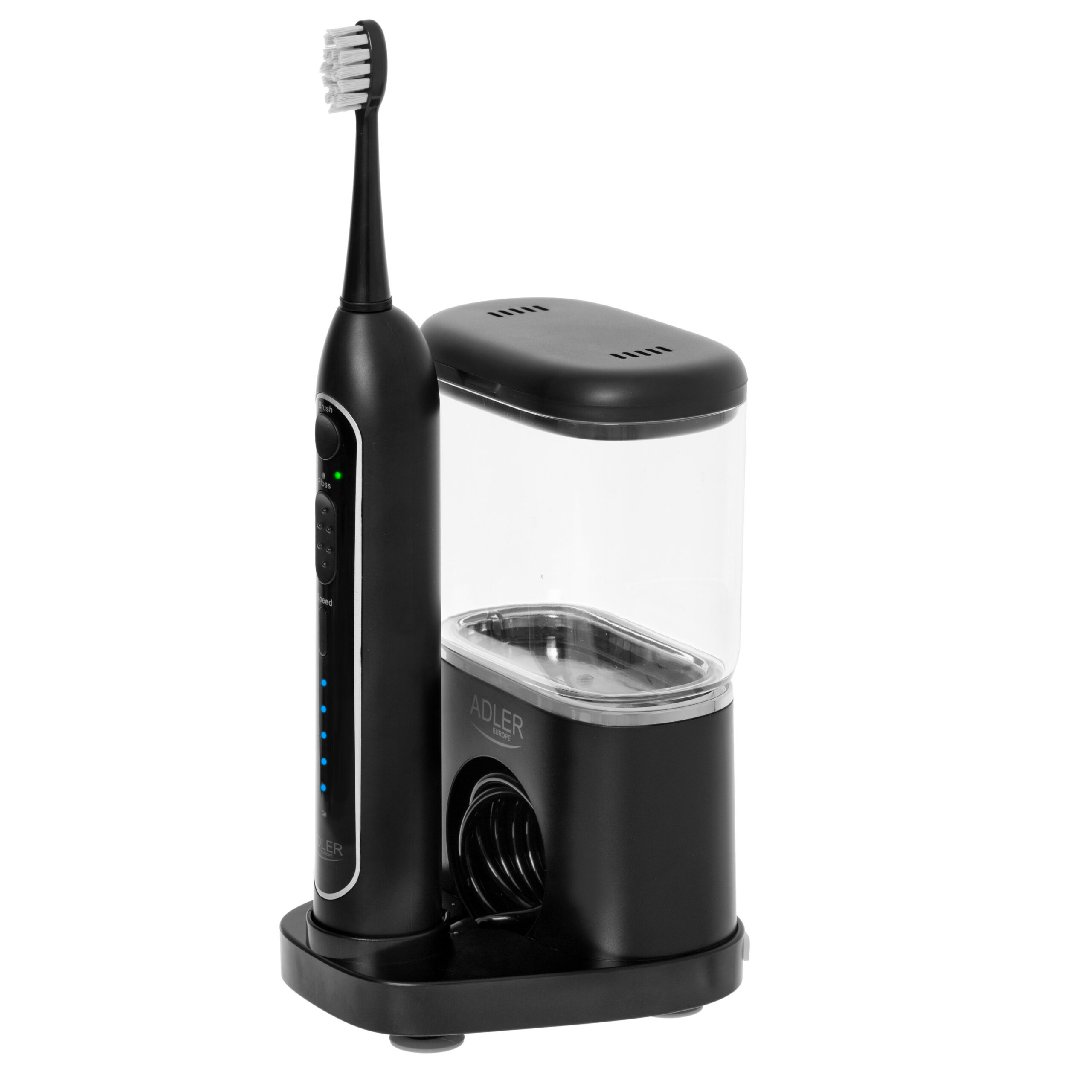 Adler | 2-in-1 Water Flossing Sonic Brush | AD 2180b | Rechargeable | For adults | Number of brush heads included 2 | Number of teeth brushing modes 1 | Black - Image 3
