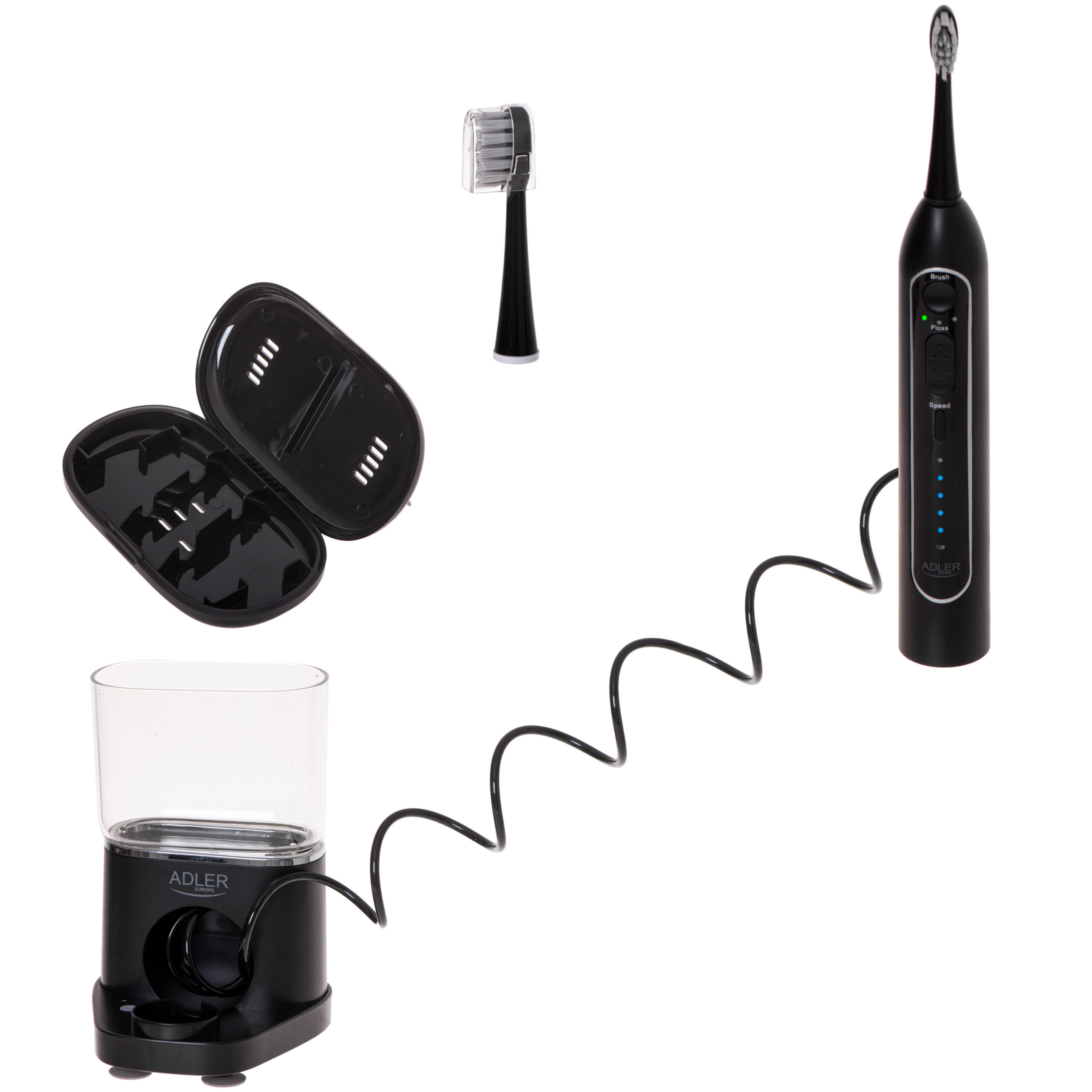 Adler | 2-in-1 Water Flossing Sonic Brush | AD 2180b | Rechargeable | For adults | Number of brush heads included 2 | Number of teeth brushing modes 1 | Black - Image 11