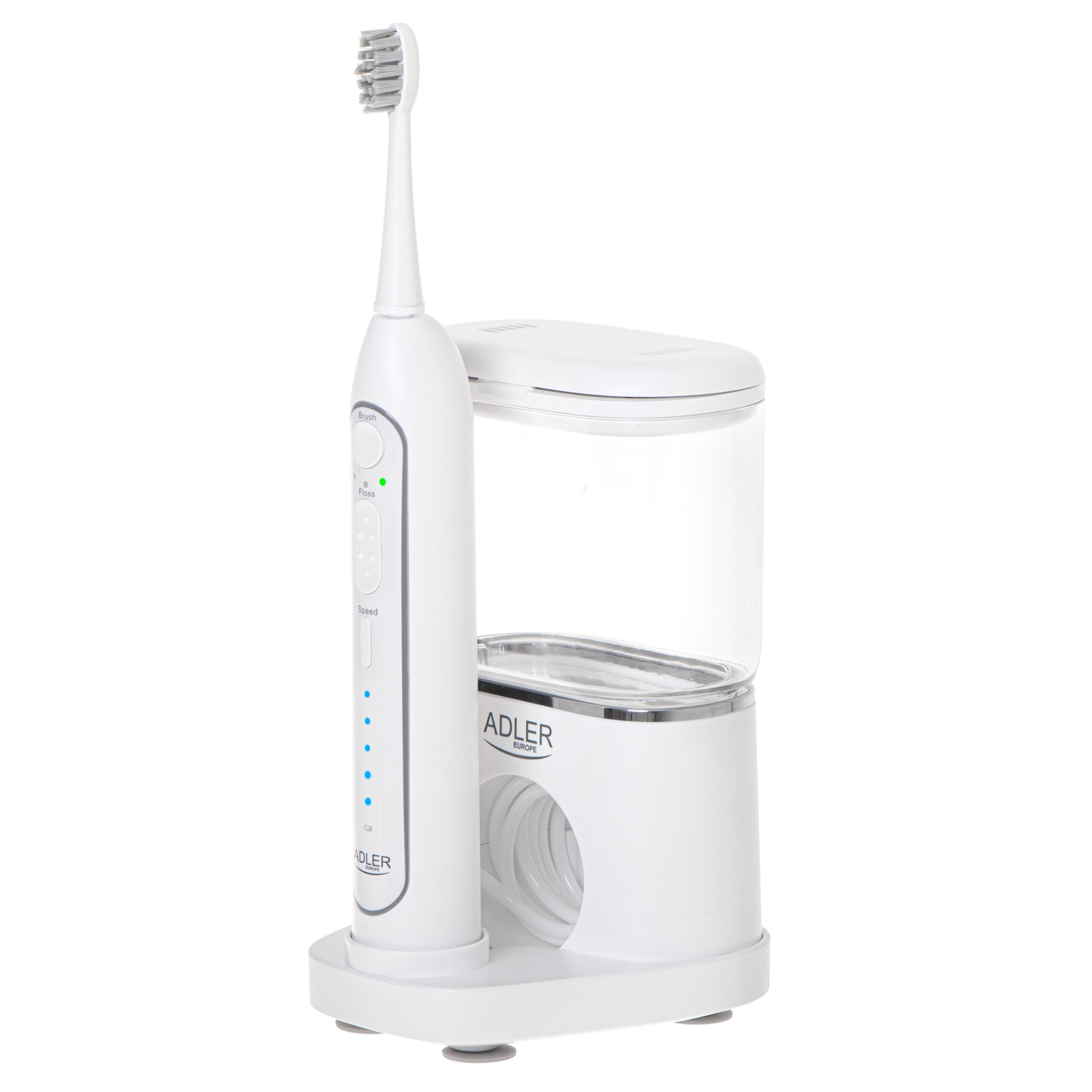 Adler | 2-in-1 Water Flossing Sonic Brush | AD 2180w | Rechargeable | For adults | Number of brush heads included 2 | Number of teeth brushing modes 1 | White - Image 3