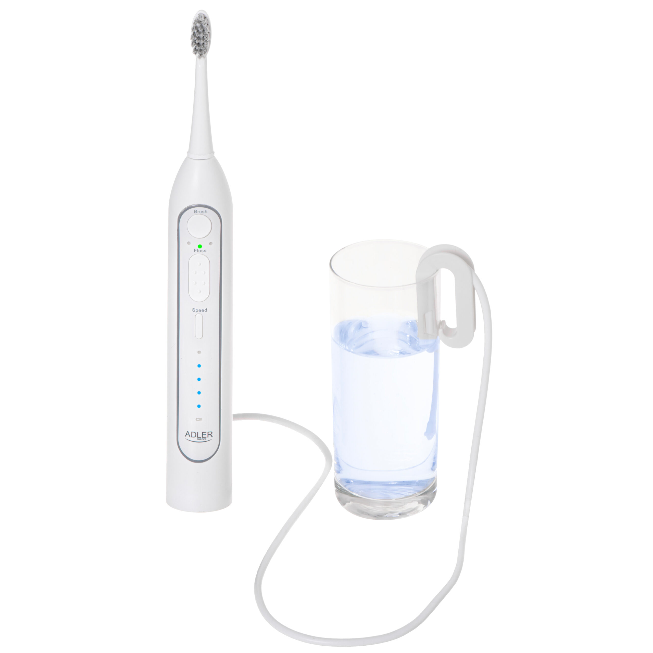 Adler | 2-in-1 Water Flossing Sonic Brush | AD 2180w | Rechargeable | For adults | Number of brush heads included 2 | Number of teeth brushing modes 1 | White - Image 6