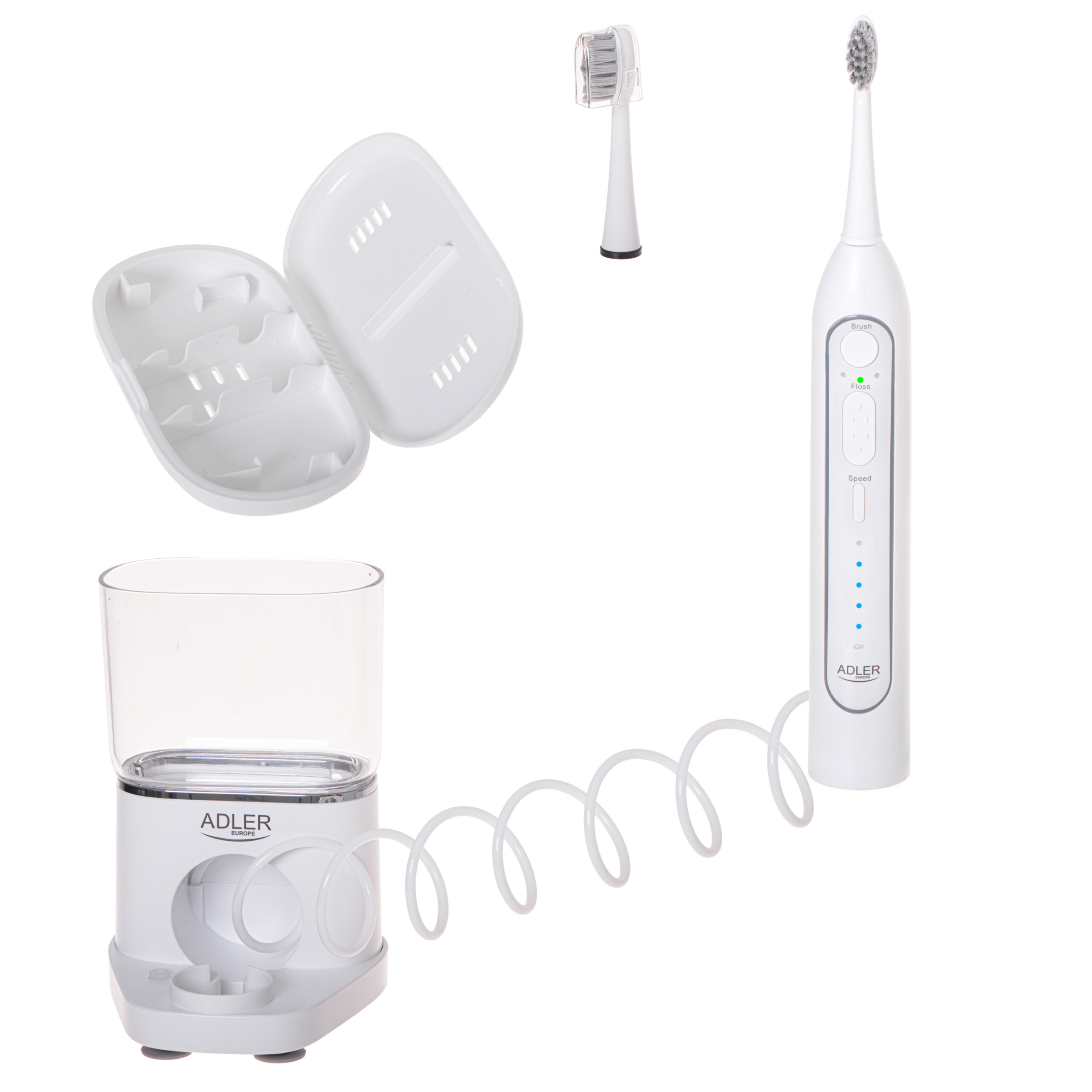 Adler | 2-in-1 Water Flossing Sonic Brush | AD 2180w | Rechargeable | For adults | Number of brush heads included 2 | Number of teeth brushing modes 1 | White - Image 9