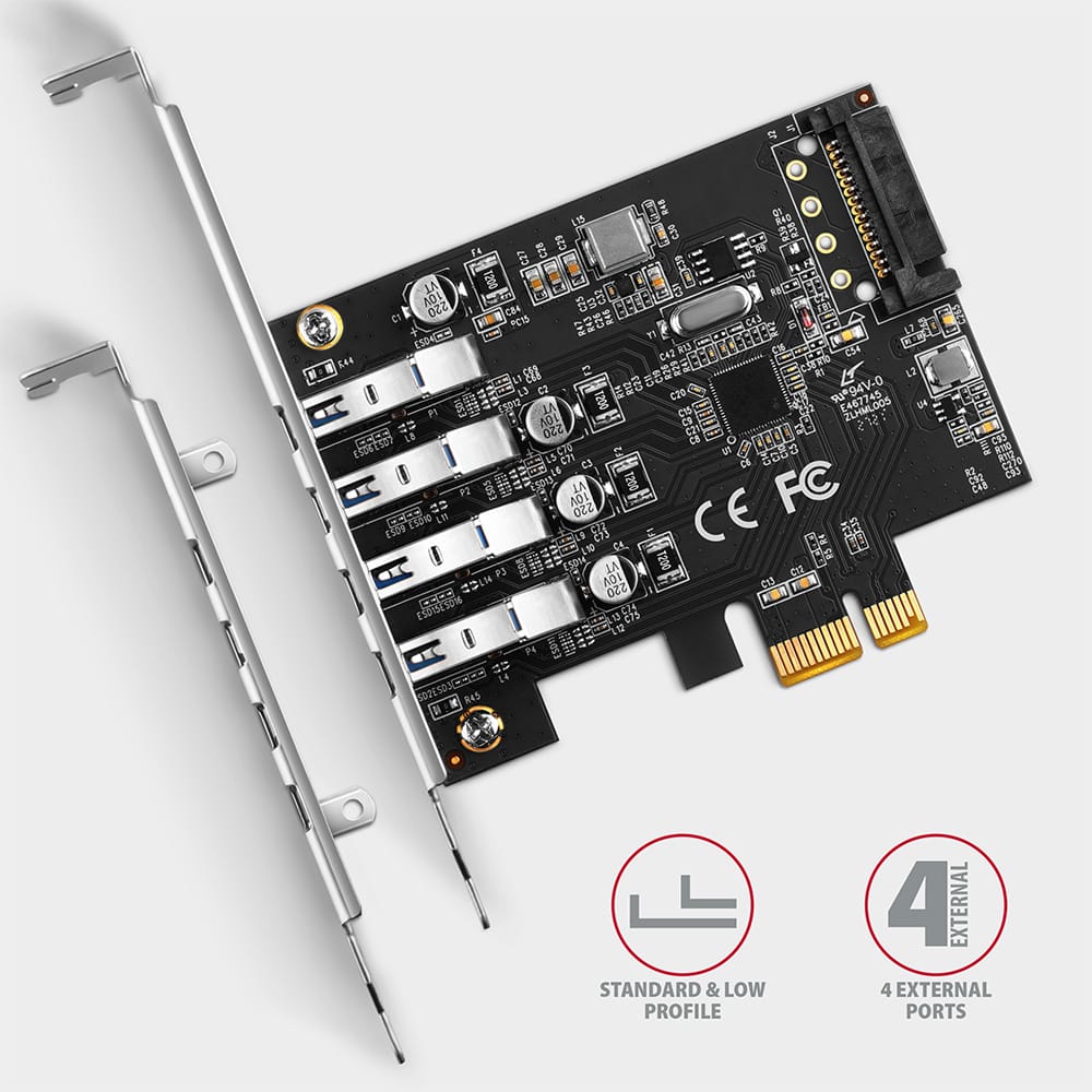 AXAGON PCI-Express card with four external USB 3.2 Gen1 ports with dual power | PCEU-43RS - Image 3