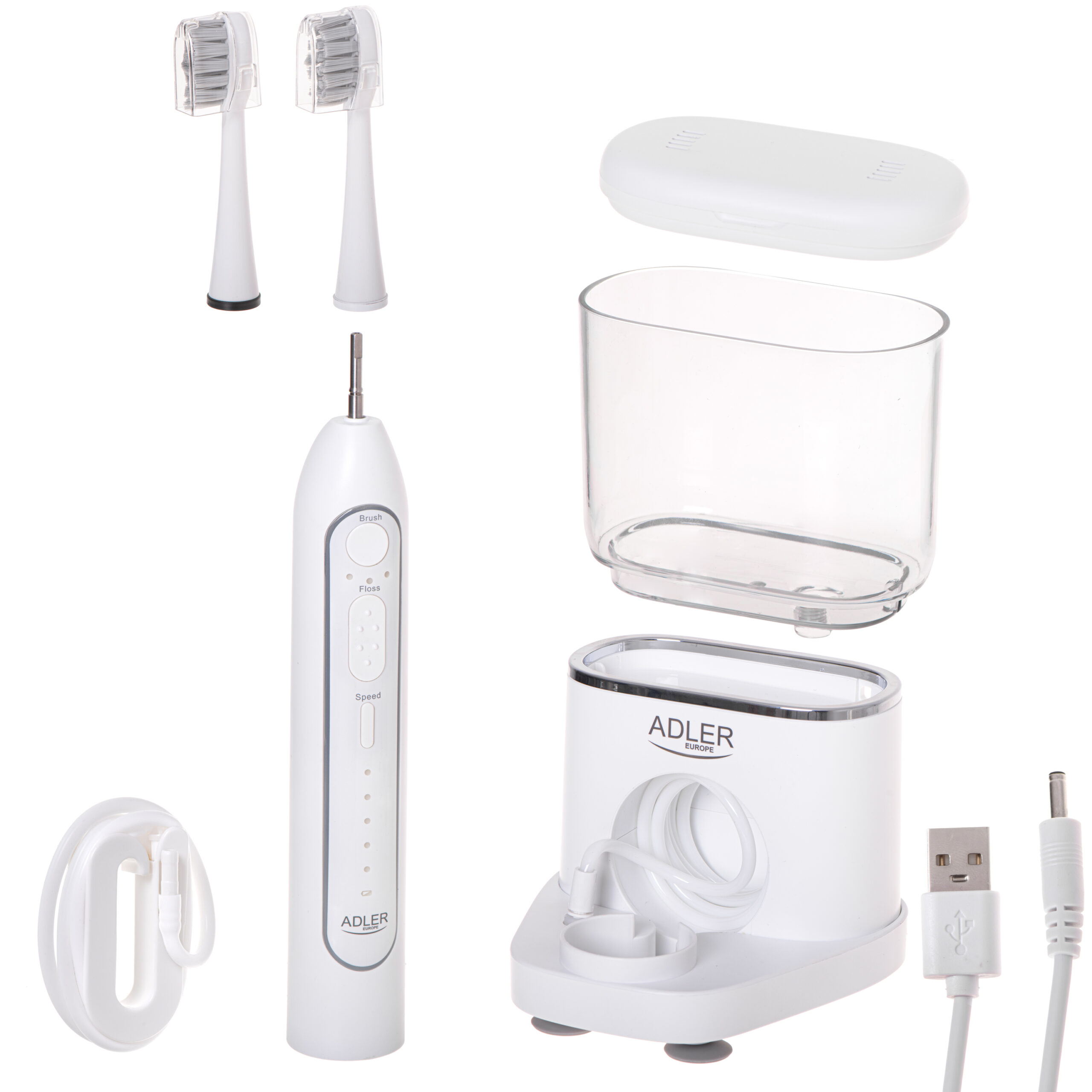 Adler | 2-in-1 Water Flossing Sonic Brush | AD 2180w | Rechargeable | For adults | Number of brush heads included 2 | Number of teeth brushing modes 1 | White - Image 13