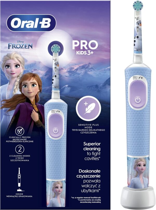 Oral-B | Electric Toothbrush | Vitality PRO Kids Frozen | Rechargeable | For children | Number of brush heads included 1 | Number of teeth brushing modes 2 | Blue - Image 5