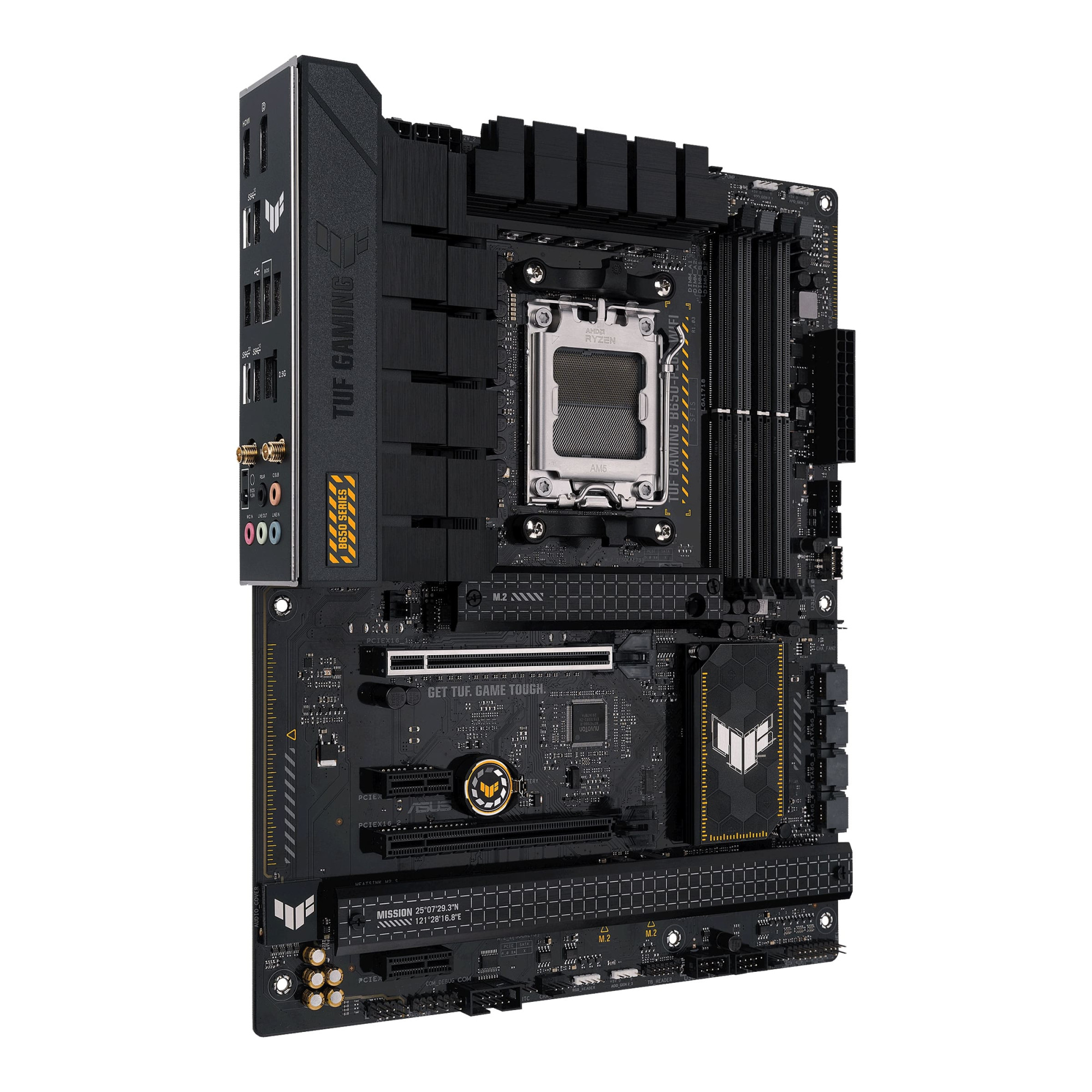 Asus | TUF GAMING B650-PLUS WIFI | Processor family AMD | Processor socket AM5 | DDR5 DIMM | Memory slots 4 | Supported hard disk drive interfaces SATA, M.2 | Number of SATA connectors 4 | Chipset AMD B650 | ATX - Image 3