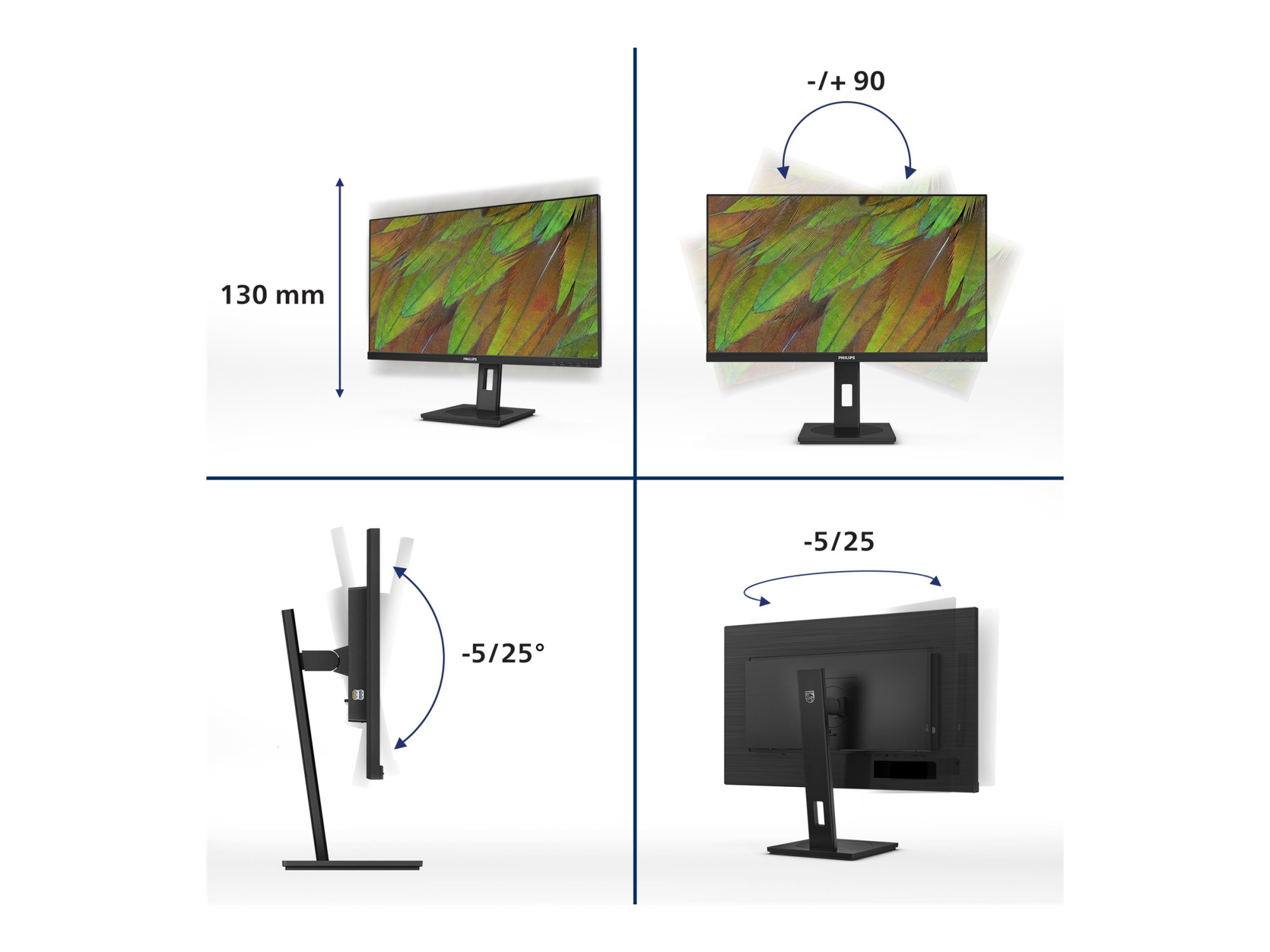 Philips | 27B1N3800/00 | 27 " | IPS | 16:9 | 60 Hz | 4 ms | 3840 x 2160 pixels | 350 cd/m² | HDMI ports quantity 2 - Image 3