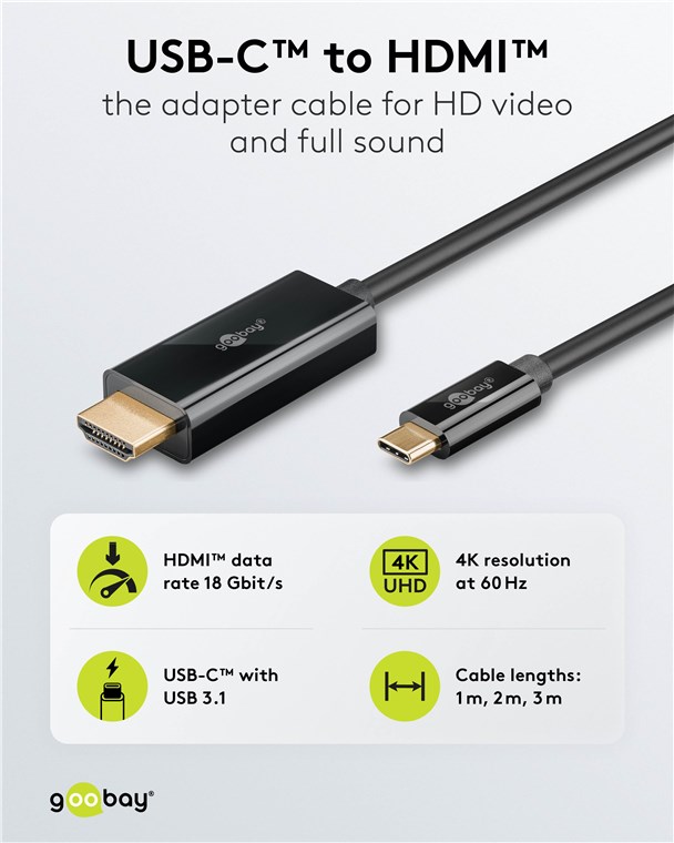 Goobay USB-C to HDMI Cable 4K at 60 Hz, 1 m | 75696 - Image 7