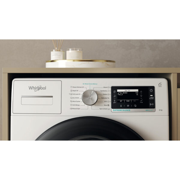 Whirlpool Washing machine | W7X 89 SILENCE EE | Energy efficiency class A | Front loading | Washing capacity 8 kg | 1400 RPM | Depth 61 cm | Width 60 cm | Display | LCD | White - Image 7