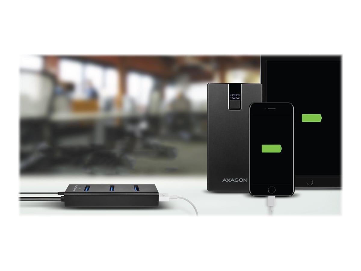 AXAGON Four-port USB 3.0 hub with fast charging and power support | HUE-S2B - Image 14