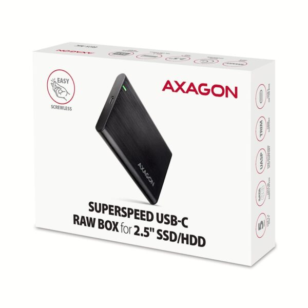 AXAGON Screwless aluminum USB 3.2 Gen 1 - SATA 6G external box for 2.5" SSD/HDD | EE25-A6C - Image 9