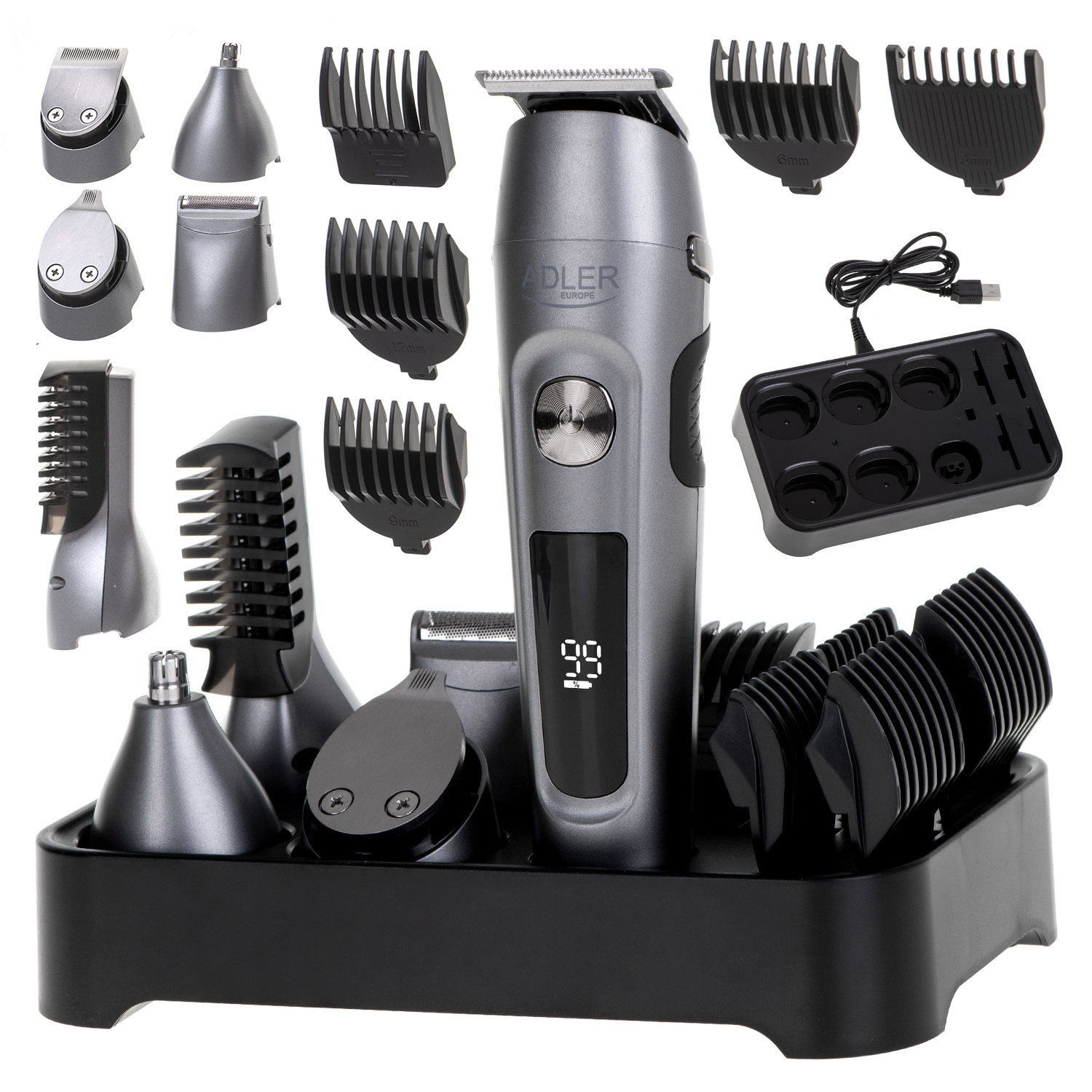 Adler | Grooming 6 in 1 Set | AD 2944 | Cordless | Number of length steps 6 | Stainless Steel/Black - Image 12