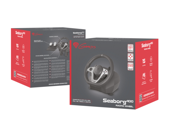 Genesis | Driving Wheel | Seaborg 400 | Silver/Black | Game racing wheel - Image 6