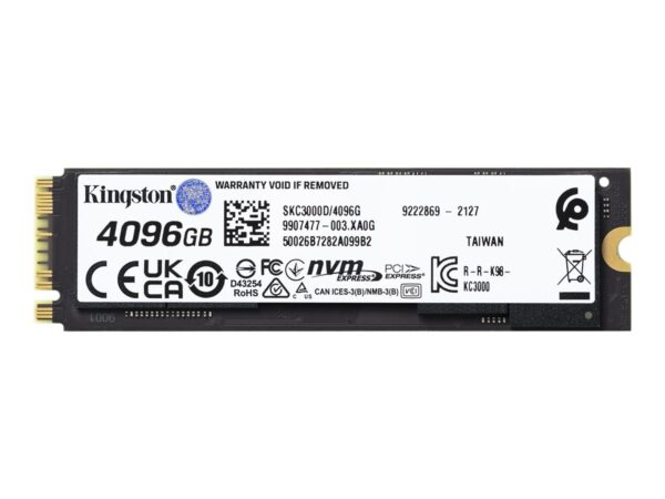 Kingston | SSD | KC3000 | 4096 GB | SSD form factor M.2 2280 | Solid-state drive interface PCIe NVMe Gen 4.0 x 4 | Read speed 7000 MB/s | Write speed 7000 MB/s - Image 3