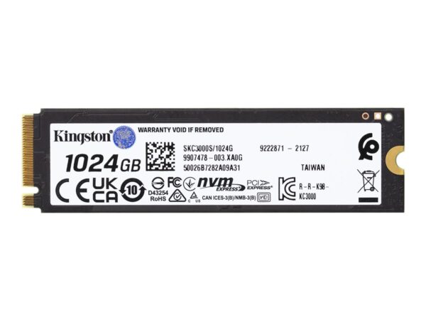 Kingston | SSD | KC3000 | 1024 GB | SSD form factor M.2 2280 | Solid-state drive interface PCIe 4.0 NVMe M.2 | Read speed 7000 MB/s | Write speed 6000 MB/s - Image 3