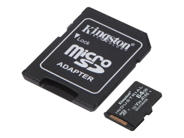 Kingston | UHS-I | 64 GB | microSDHC/SDXC Industrial Card | Flash memory class Class 10, UHS-I, U3, V30, A1 | SD Adapter - Image 2