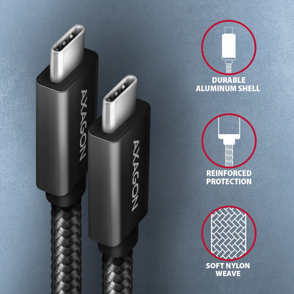 AXAGON Data and charging USB 2.0 cable | BUCM32-CM10AB | USB Type-C to USB Type-C - Image 4