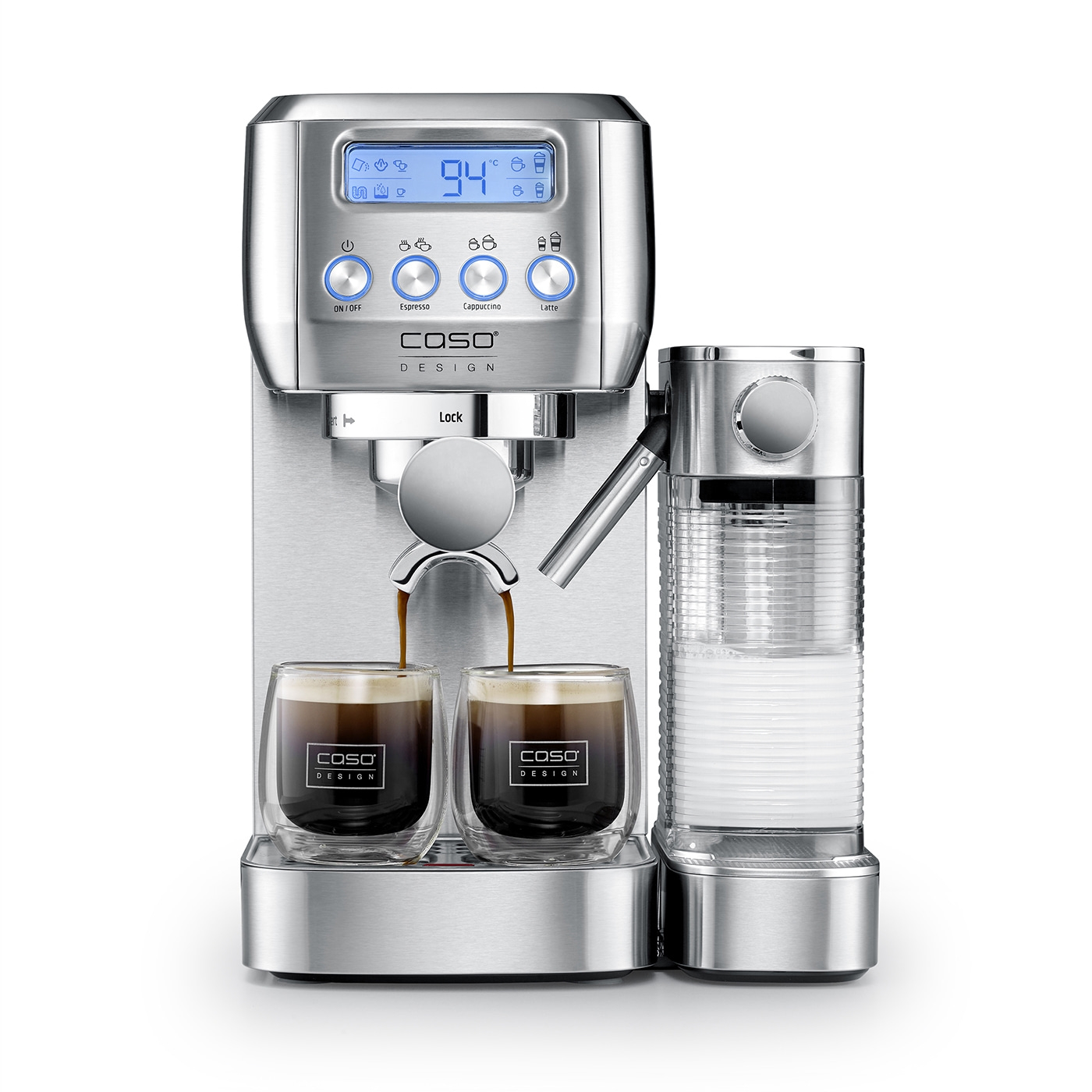 Caso | Espresso machine | Espresso Gourmet Latte | Pump pressure 20 bar | Built-in milk frother | Automatic | 1350 W | Silver - Image 3