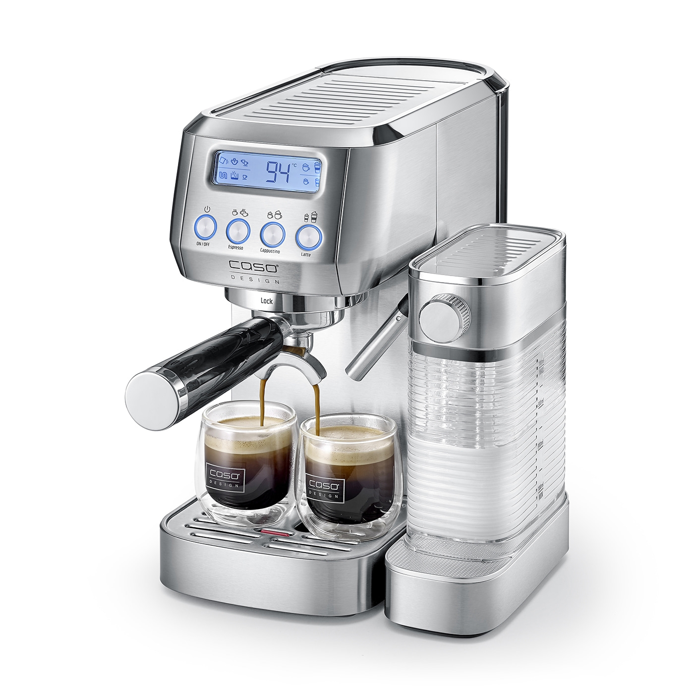 Caso | Espresso machine | Espresso Gourmet Latte | Pump pressure 20 bar | Built-in milk frother | Automatic | 1350 W | Silver - Image 5