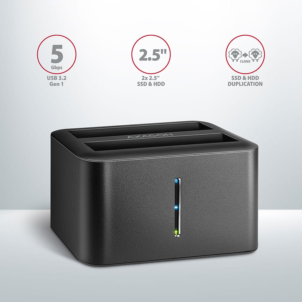 AXAGON | SuperSpeed USB DUAL 2.5" SSD/HDD MINI dock | ADSA-D25 - Image 2
