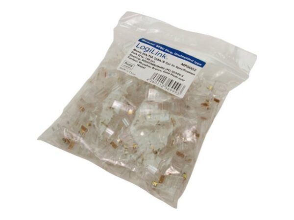 MP0002 | CAT5e Modular PlugSuitable for 8P8C Round CablePlug unshieldedGold-plated contacts | Transparent - Image 2