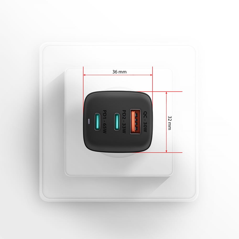 AXAGON GaN wallcharger 3x port (USB-A + 2x USB-C), 65W | ACU-DPQ65 - Image 7