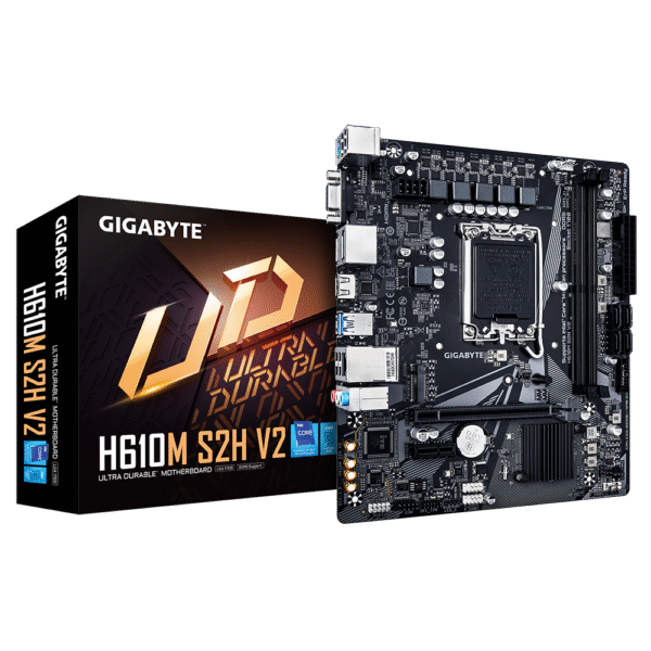 Gigabyte | H610M S2H V2 1.0 | Processor family Intel | Processor socket LGA1700 | DDR5 DIMM | Supported hard disk drive interfaces M.2, SATA | Number of SATA connectors 4