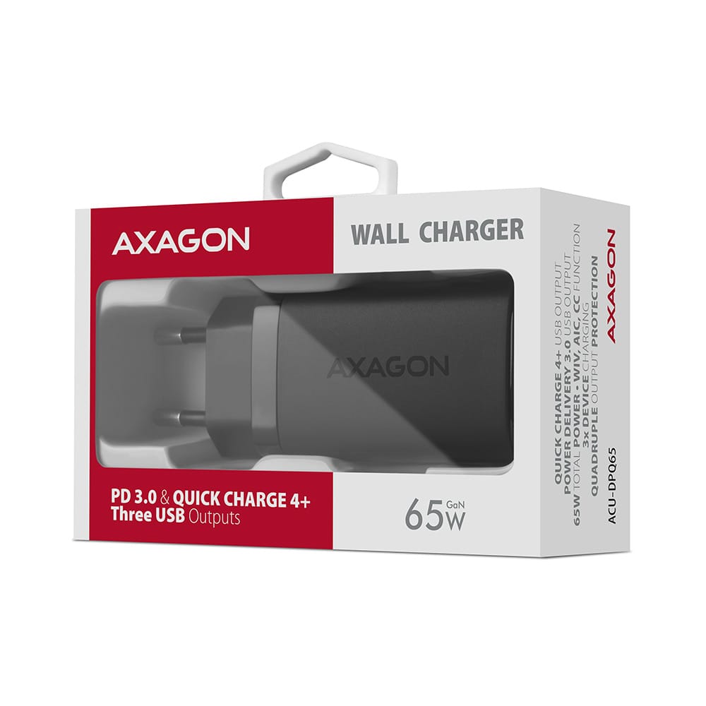 AXAGON GaN wallcharger 3x port (USB-A + 2x USB-C), 65W | ACU-DPQ65 - Image 9