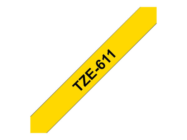 Brother | TZe-611 Laminated Tape | Black on Yellow | TZe | 8 m | 6 cm - Image 4