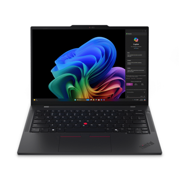 Lenovo ThinkPad T14s | Black | 14 " | IPS | WUXGA | 1920 x 1200 pixels | Anti-glare | Snapdragon X Elite | X1E-78-100 | 32 GB | Soldered LPDDR5x | Solid-state drive capacity 1000 GB | Qualcomm Adreno GPU | Windows 11 Pro | 802.11be | Bluetooth version 5.3 | Keyboard language English | Keyboard backlit | Warranty 36 month(s) | Battery warranty 12 month(s)