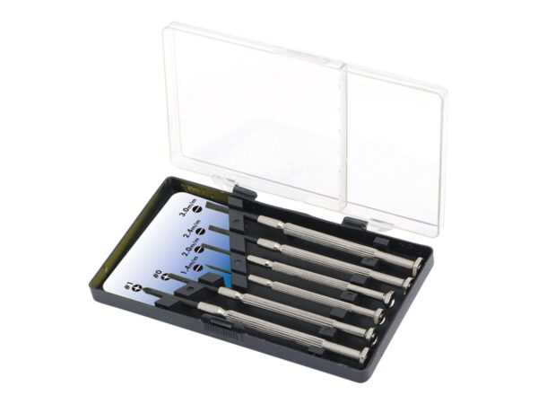 Logilink | Small Screwdriver Set, 6pcs | Incl. transport boxThe set includes1x slot driver 1.4 mm1x slot driver 2.0 mm1x slot driver 2.4 mm1x slot driver 3.0 mm1x Cross slot driver 0 mm1x Cross slot driver 1 mm - Image 2