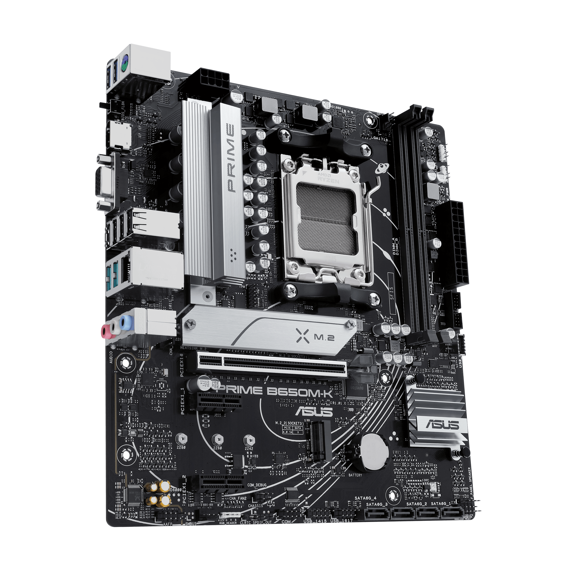 Asus | PRIME B650M-K | Processor family AMD | Processor socket AM5 | DDR5 | Supported hard disk drive interfaces SATA, M.2 | Number of SATA connectors 4 - Image 3