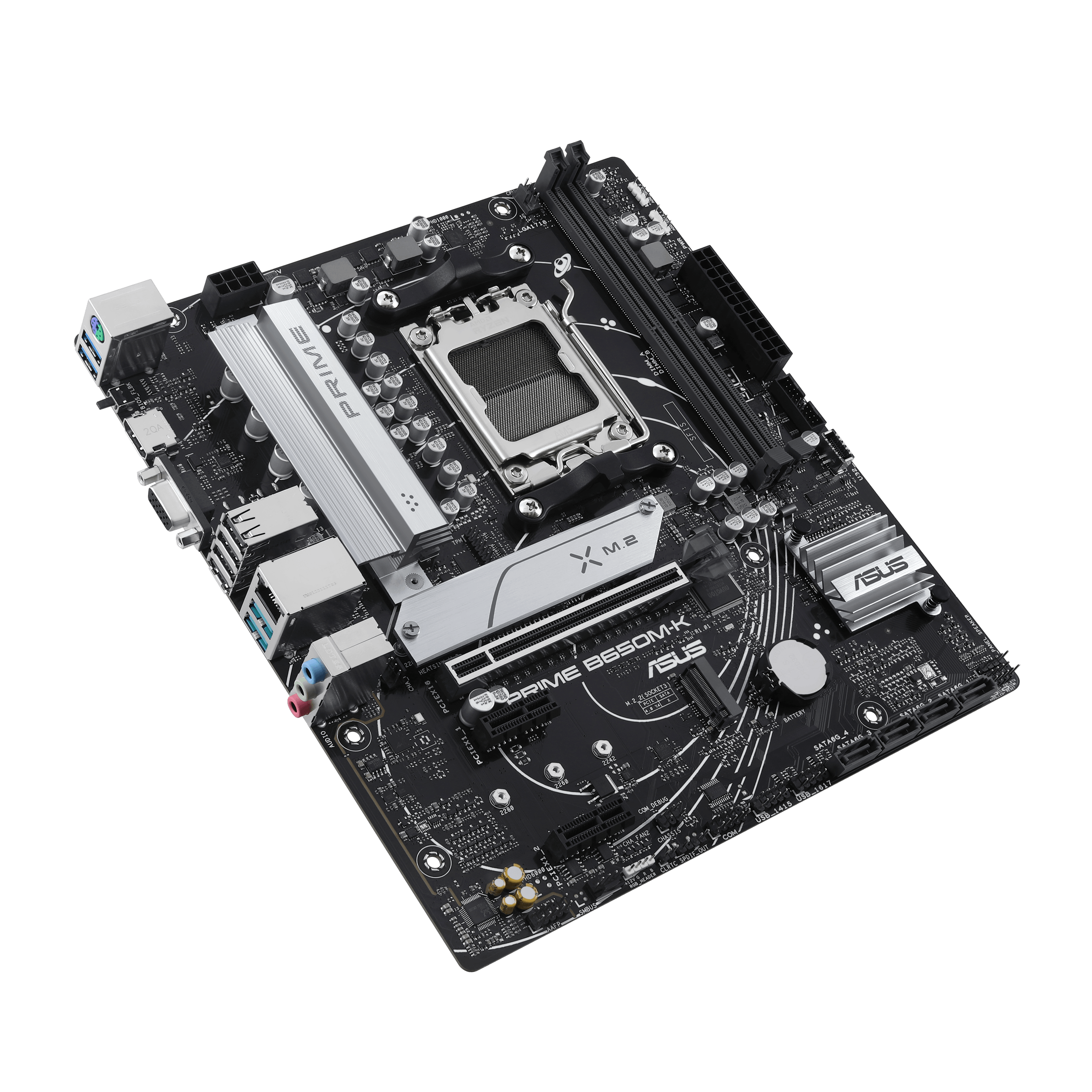 Asus | PRIME B650M-K | Processor family AMD | Processor socket AM5 | DDR5 | Supported hard disk drive interfaces SATA, M.2 | Number of SATA connectors 4 - Image 4