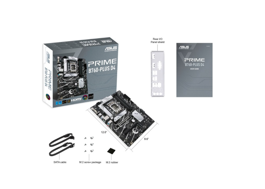 Asus | PRIME B760-PLUS D4 | Processor family Intel | Processor socket LGA1700 | DDR4 | Supported hard disk drive interfaces M.2, SATA | Number of SATA connectors 4 - Image 3