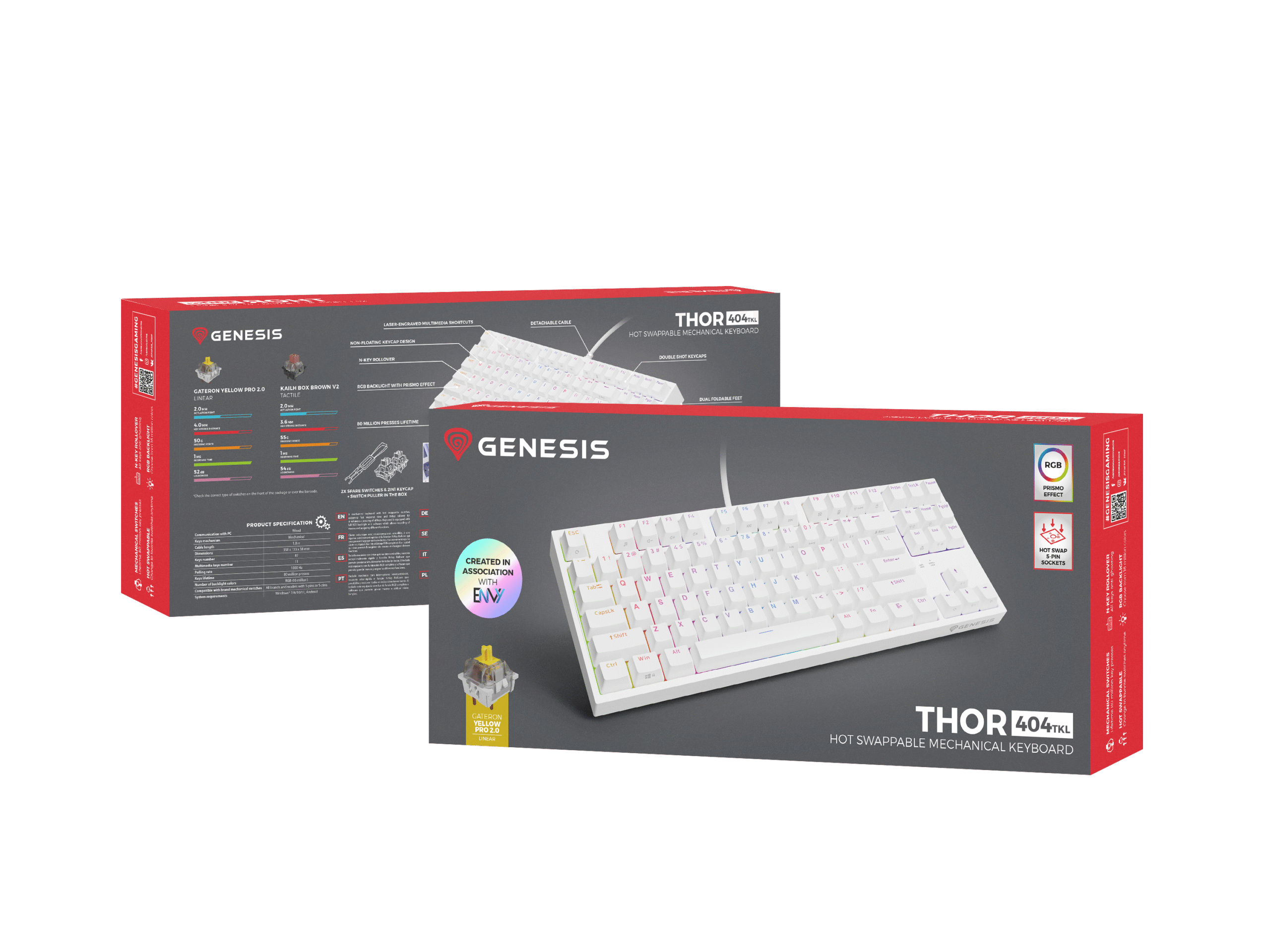 Genesis | Mechanical Gaming Keyboard | THOR 404 TKL RGB | Mechanical Gaming Keyboard | Wired | US | USB Type-A | 1005 g | Gateron Yellow Pro - Image 13