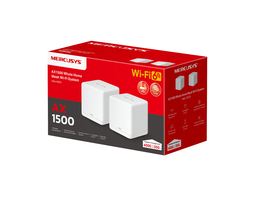 AX1500 Whole Home Mesh WiFi 6 System | Halo H60X (2-pack) | 802.11ax | 10/100/1000 Mbit/s | Ethernet LAN (RJ-45) ports 1 | Mesh Support Yes | MU-MiMO Yes | No mobile broadband - Image 4