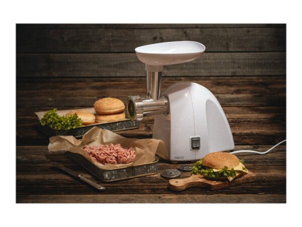 Meat mincer | Camry | CR 4802 | White | 600-1500 W | Number of speeds 1 | Middle size sieve, mince sieve, poppy sieve, plunger, sausage filler, vegatable attachment. - Image 7