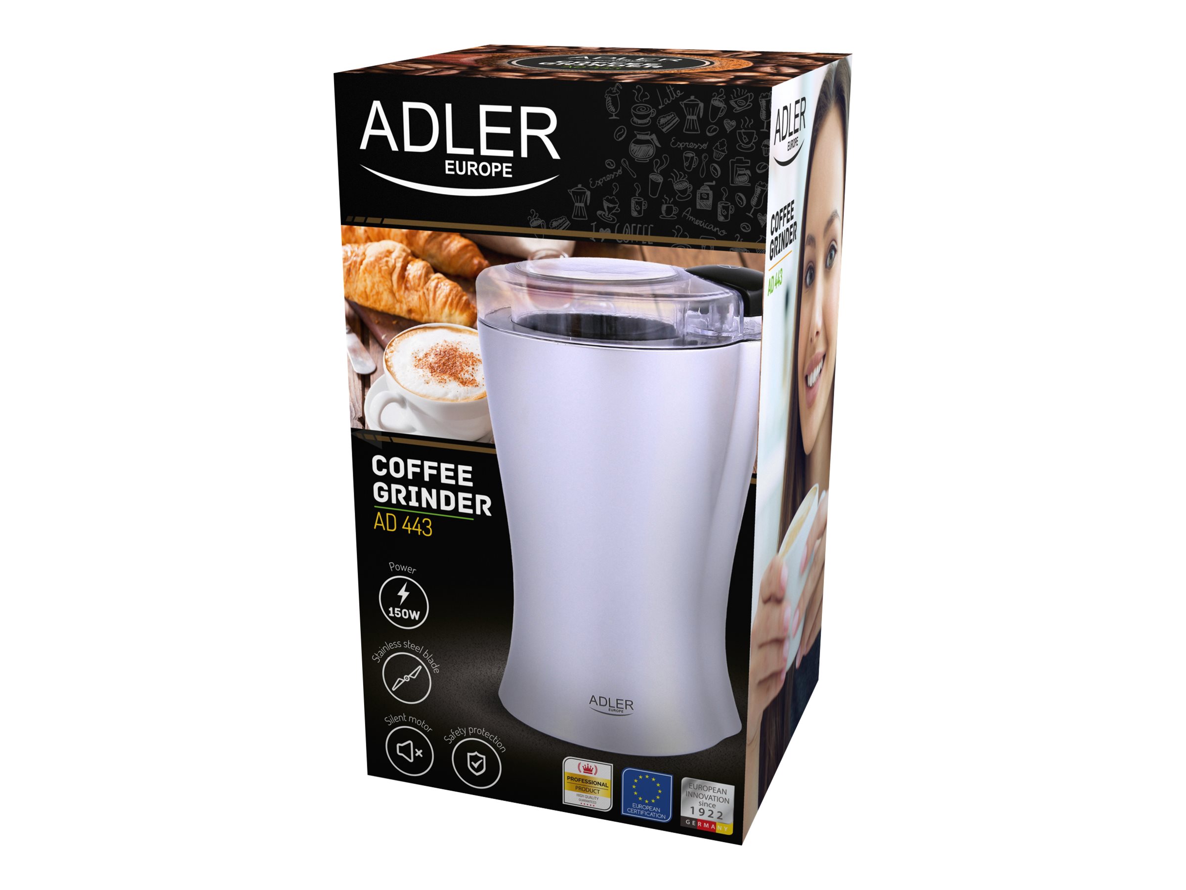 Coffee Grinder | Adler | AD 443 | 150 W | Coffee beans capacity 70 g | Number of cups 8 pc(s) | Stainless steel - Image 6