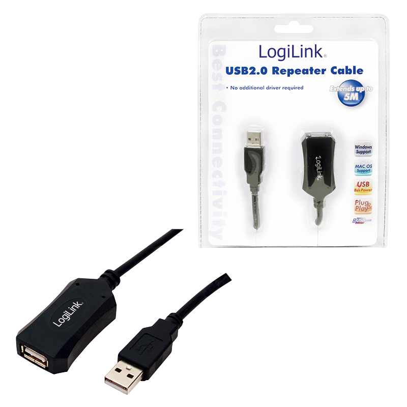 Logilink | USB 2.0 repeater 5m | USB-A to USB-A USB A male | USB A female - Image 3