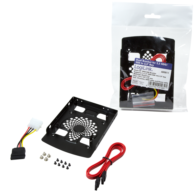 Logilink Harddisk Mounting Bracket, 2x 2.5" to 3.5" | Logilink | Dual Bracket for 2.5" HDD/SSD in 3.5" Bay - Image 5
