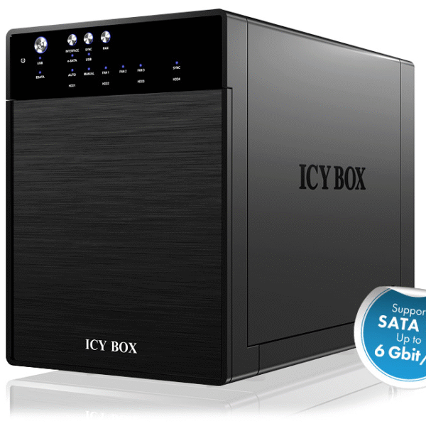 ICY BOX IB-3640SU3, external 4-bay JBOD system for 3,5“ SATA I/II/III HDD, USB 3.0 + eSATA, black | Raidsonic