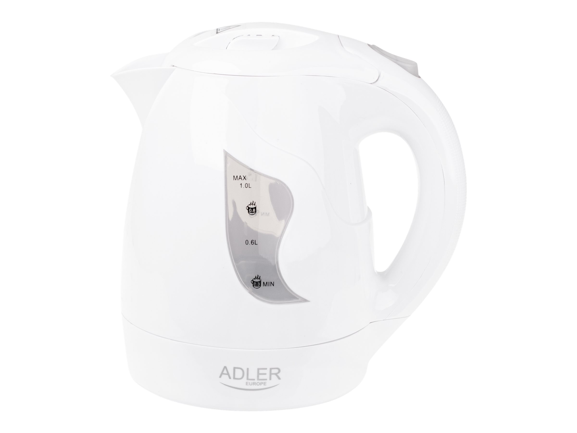 Adler | Kettle | AD 08 | Standard | 850 W | 1 L | Plastic | 360° rotational base | White - Image 2
