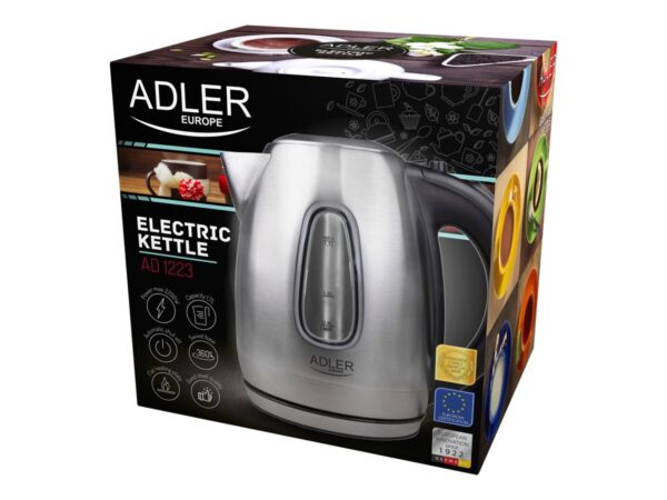 Adler | Kettle | AD 1223 | Standard | 2200 W | 1.7 L | Stainless steel | 360° rotational base | Stainless steel - Image 4