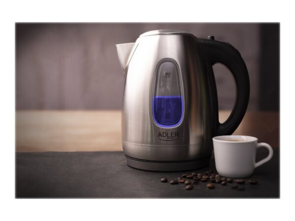 Adler | Kettle | AD 1223 | Standard | 2200 W | 1.7 L | Stainless steel | 360° rotational base | Stainless steel - Image 9