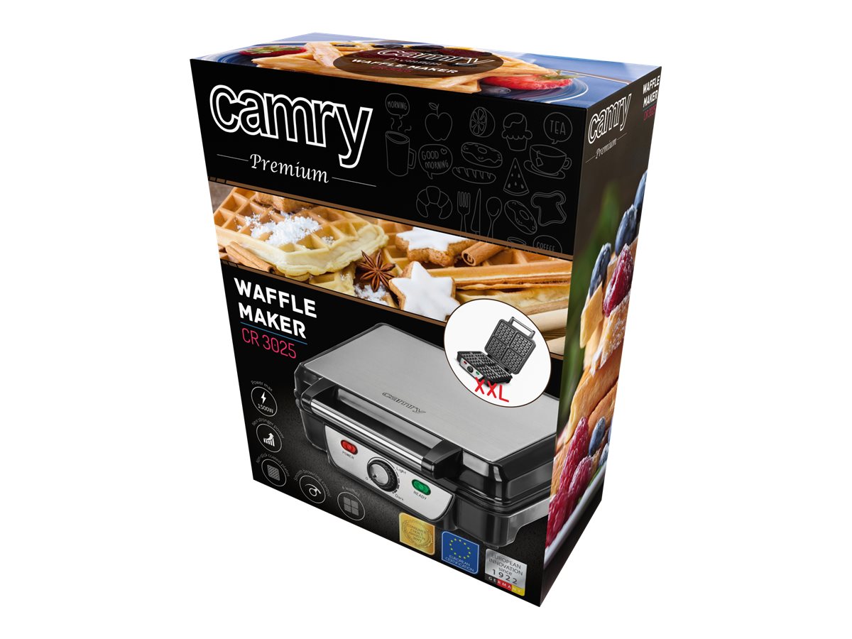 Camry | Waffle maker | CR 3025 | 1150 W | Number of pastry 4 | Belgium | Black/Stainless steel - Image 3