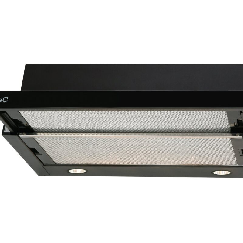 CATA | Hood | TF 2003 600 GBK | Telescopic | Energy efficiency class C | Width 60 cm | 390 m³/h | Mechanical control | LED | Black Glass